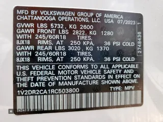 2024 Volkswagen Atlas SE с VIN 1V2DR2CA1RC503800, выставлен на аукционе Copart как лот 58160815 с пробегом 11 278 миль миль и Списание • Salvage title. История ставок и продаж доступна на DreamBid. Изображение 14.