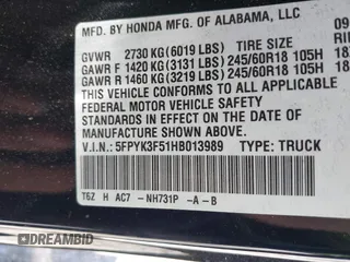 2017 Honda Ridgeline RTL with VIN 5FPYK3F51HB013989, listed as a IAAI auction lot 42206513 with 146,124 mi miles and . Bid and sale history available at DreamBid. Image 9.