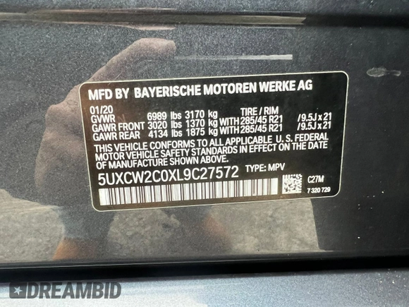 2020 BMW X7 xDrive40i with VIN 5UXCW2C0XL9C27572, listed as a Copart auction lot 47099815 with 99,426 mi miles and Clean Title. Bid and sale history available at carsss.com. Image 10.