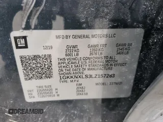 2020 GMC Acadia Denali with VIN 1GKKNXLS3LZ157283, listed as a Copart auction lot 52096255 with 93,641 mi miles and Salvage title. Bid and sale history available at DreamBid. Image 12.