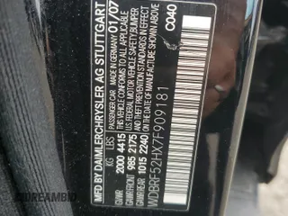 2007 Mercedes-Benz C 230 Sport with VIN WDBRF52HX7F909181, listed as a Copart auction lot 56762685 with 169,085 mi miles and Salvage title. Bid and sale history available at DreamBid. Image 12.