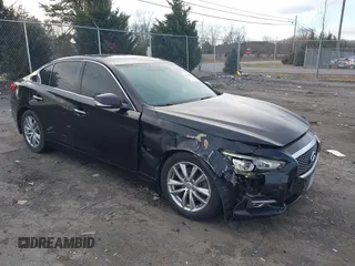 2015 Infiniti Q50 Premium with VIN JN1BV7AR4FM393764, listed as a IAAI auction lot 41216699 with 105,648 mi miles. Bid and sale history available at carsss.com. Image 1.