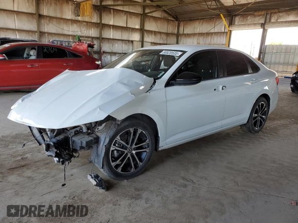 2023 Volkswagen Jetta Sport z VIN 3VWBM7BU1PM004990, wystawiony jako Copart lot #58820535 z przebiegiem 58 070 mil mil oraz Czysty tytuł • Clean title. Historia ofert i sprzedaży dostępna na DreamBid. Obrazek 1.