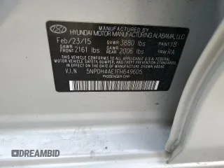 2015 Hyundai Elantra SE с VIN 5NPDH4AE1FH649605, выставлен на аукционе Copart как лот 53119385 с пробегом Не указан миль и Списание • Salvage title. История ставок и продаж доступна на DreamBid. Изображение 12.