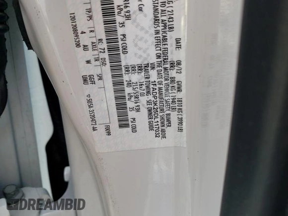 2013 Ford Focus SE with VIN 1FADP3K25DL117032, listed as a Copart auction lot 53488465 with 76,288 mi miles and Salvage Title. Bid and sale history available at carsss.com. Image 12.