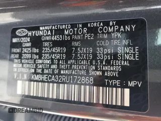 2024 Hyundai Kona Limited с VIN KM8HECA32RU172868, выставлен на аукционе Copart как лот 54697065 с пробегом 4 986 миль миль и Списание • Salvage title. История ставок и продаж доступна на DreamBid. Изображение 14.