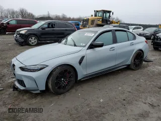 2023 BMW M3 Competition xDrive with VIN WBS43AY02PFP75791, listed as a Copart auction lot 46810125 with 0 mi miles and Salvage Title. Bid and sale history available at carsss.com. Image 1.