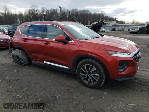 2020 Hyundai Santa Fe SEL with VIN 5NMS3CAD7LH142983, listed as a Copart auction lot 38890333 with 42,956 mi miles. Bid and sale history available at carsss.com. Image 4.