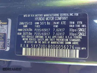 2013 Hyundai Santa Fe Premium with VIN 5XYZUDLB0DG056276, listed as a IAAI auction lot 41828639 with 149,894 mi miles. Bid and sale history available at carsss.com. Image 9.