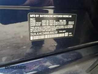 2022 BMW X5 M50i with VIN 5UXJU4C04N9J66230, listed as a Copart auction lot 86374124 with 0 mi miles and Salvage Title. Bid and sale history available at carsss.com. Image 13.