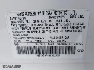 2016 Infiniti Q50 3.0t Premium with VIN JN1EV7AP9GM302775, listed as a IAAI auction lot 41633030 with 127,754 mi miles. Bid and sale history available at carsss.com. Image 9.