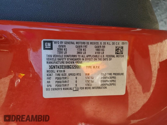 2011 Chevrolet Avalanche LS with VIN 3GNTKEE3XBG329981, listed as a Copart auction lot 49698225 with 118,236 mi miles and Salvage title. Bid and sale history available at DreamBid. Image 14.