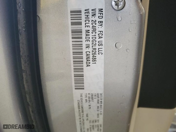 2020 Chrysler Voyager LXI with VIN 2C4RC1DG2LR264861, listed as a Copart auction lot 47492045 with NaN miles and Salvage Title. Bid and sale history available at carsss.com. Image 13.