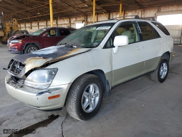 1999 Lexus RX 300 Luxury SUV with VIN JT6HF10U1X0045220, listed as a Copart auction lot 80391434 with 0 mi miles and Salvage Title. Bid and sale history available at carsss.com. Image 1.