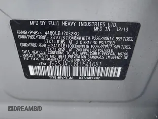 2014 Subaru Forester Premium z VIN JF2SJADC8EH541081, wystawiony jako IAAI lot #42647777 z przebiegiem 120 951 mil mil oraz . Historia ofert i sprzedaży dostępna na DreamBid. Obrazek 9.