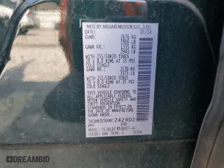 2024 Nissan Pathfinder SL with VIN 5N1DR3CB4RC242402, listed as a Copart auction lot 43834655 with 25,287 mi miles and Salvage Title. Bid and sale history available at carsss.com. Image 13.