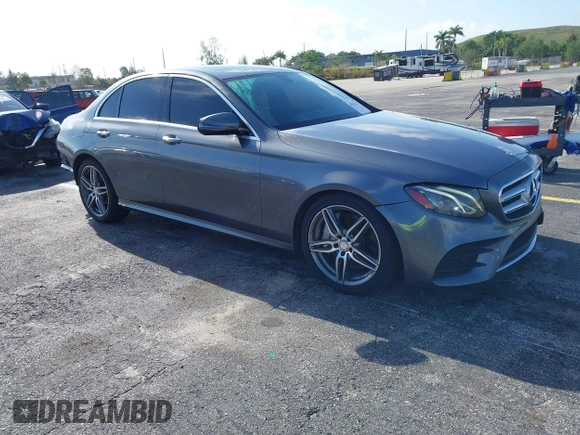 2017 Mercedes-Benz E with VIN WDDZF4JB4HA120585, listed as a IAAI auction lot 41912121 with 107,649 mi miles. Bid and sale history available at carsss.com. Image 1.