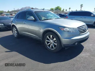 2005 Infiniti FX with VIN JNRAS08W45X202491, listed as a IAAI auction lot 42479564 with 223,299 mi miles and . Bid and sale history available at DreamBid. Image 1.
