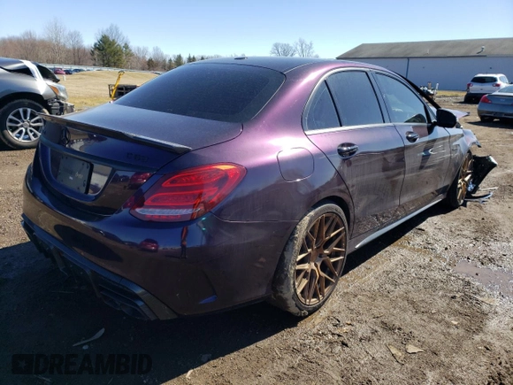 2018 Mercedes-Benz C 63 AMG with VIN 55SWF8GB0JU256980, listed as a Copart auction lot 43753793 with 61,270 mi miles and Salvage title. Bid and sale history available at DreamBid. Image 3.
