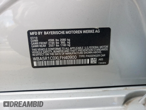 2020 BMW 3 Series 330i z VIN WBA5R1C0XLFH40900, wystawiony jako Copart lot #47571905 z przebiegiem 54 888 mil mil oraz Szkoda całkowita • Salvage title. Historia ofert i sprzedaży dostępna na DreamBid. Obrazek 13.