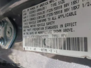2008 Acura RDX Tech Pkg with VIN 5J8TB18588A018363, listed as a IAAI auction lot 41311581 with 1 mi miles. Bid and sale history available at carsss.com. Image 9.