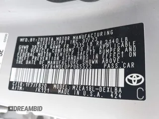 2023 Toyota Corolla LE with VIN 5YFB4MDE0PP065523, listed as a IAAI auction lot 42152439 with 39,679 mi miles. Bid and sale history available at carsss.com. Image 9.