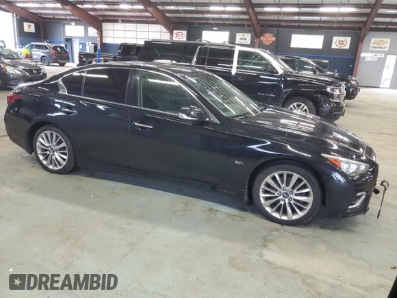 2018 Infiniti Q50 Luxe with VIN JN1EV7AR0JM431979, listed as a Copart auction lot 56108015 with 85,597 mi miles and Clean Title. Bid and sale history available at DreamBid. Image 4.