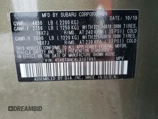 2020 Subaru Outback Limited with VIN 4S4BTANC8L3127991, listed as a Copart auction lot 67590594 with Not provided miles and Salvage title. Bid and sale history available at DreamBid. Image 13.