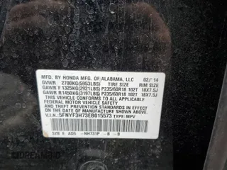 2014 Honda Pilot EX-L with VIN 5FNYF3H73EB015573, listed as a Copart auction lot 54380885 with 197,366 mi miles and Salvage title. Bid and sale history available at DreamBid. Image 14.