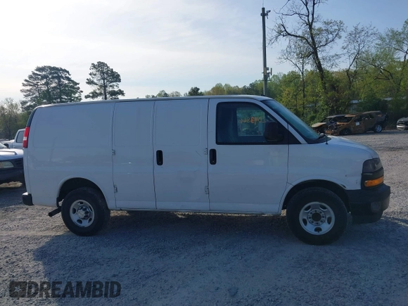 2021 Chevrolet Express Cargo Van with VIN 1GCWGAFP0M1206242, listed as a IAAI auction lot 42043866 with 148,087 mi miles. Bid and sale history available at carsss.com. Image 13.