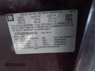 2011 GMC Terrain SLT-2 with VIN 2CTFLXEC3B6463133, listed as a IAAI auction lot 41459819 with 43,459 mi miles. Bid and sale history available at carsss.com. Image 9.