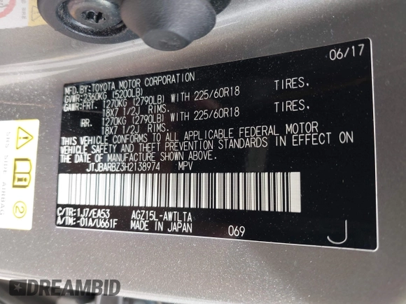 2017 Lexus NX 200t с VIN JTJBARBZ3H2138974, выставлен на аукционе IAAI как лот 42103832 с пробегом 128 505 миль миль и . История ставок и продаж доступна на DreamBid. Изображение 9.