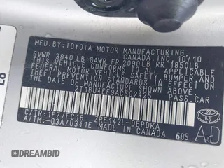 2010 Toyota Corolla with VIN 2T1BU4EE9AC502425, listed as a IAAI auction lot 42085262 with 120,148 mi miles and . Bid and sale history available at DreamBid. Image 9.