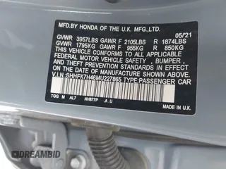 2021 Honda Civic Sport with VIN SHHFK7H46MU227865, listed as a IAAI auction lot 41915529 with 81,041 mi miles and . Bid and sale history available at DreamBid. Image 9.