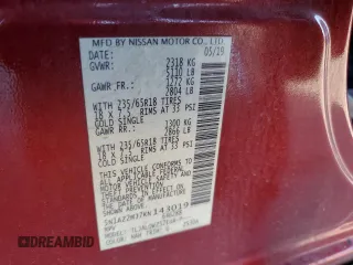 2019 Nissan Murano SV z VIN 5N1AZ2MJ7KN143019, wystawiony jako Copart lot #43336285 z przebiegiem 63 473 mil mil oraz Szkoda całkowita • Salvage title. Historia ofert i sprzedaży dostępna na DreamBid. Obrazek 13.