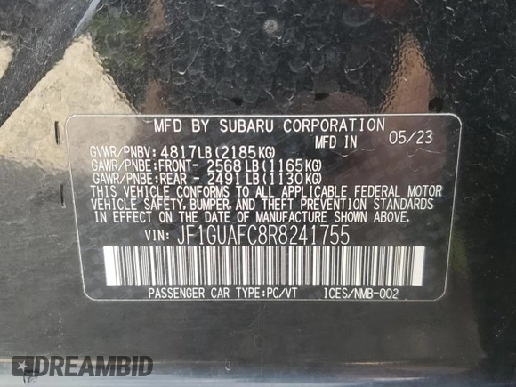 2024 Subaru Impreza Sport with VIN JF1GUAFC8R8241755, listed as a Copart auction lot 74045884 with 23,510 mi miles and Salvage Title. Bid and sale history available at carsss.com. Image 14.