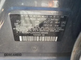 2019 Hyundai Accent SE with VIN 3KPC24A3XKE088489, listed as a Copart auction lot 85852464 with 105,582 mi miles and Salvage Title. Bid and sale history available at carsss.com. Image 14.