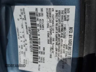 2007 Ford Taurus SEL with VIN 1FAFP56U87A110219, listed as a Copart auction lot 45662995 with Not Provided miles and Salvage Title. Bid and sale history available at DreamBid. Image 13.