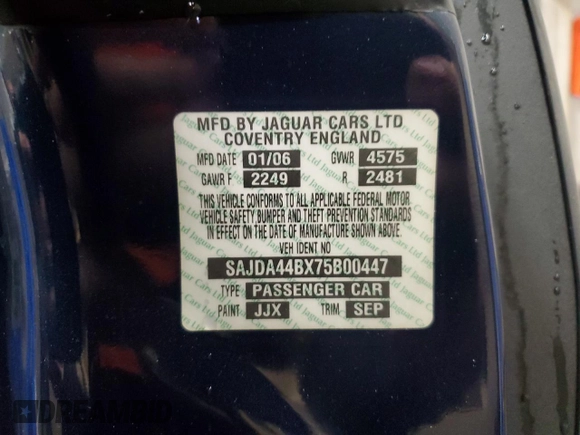 2007 Jaguar XK with VIN SAJDA44BX75B00447, listed as a Copart auction lot 50147695 with 119,467 mi miles and Salvage Title. Bid and sale history available at carsss.com. Image 12.