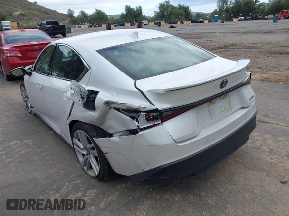 2021 Lexus IS with VIN JTHCA1D21M5116584, listed as a IAAI auction lot 41818401 with 56,354 mi miles. Bid and sale history available at carsss.com. Image 3.