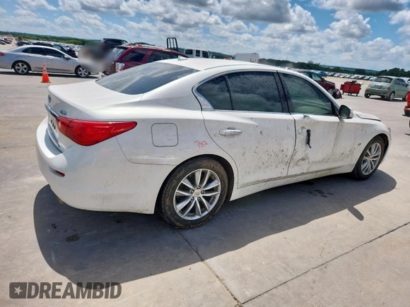 2015 Infiniti Q50 Premium with VIN JN1BV7APXFM337505, listed as a Copart auction lot 61900105 with 74,304 mi miles and Salvage title. Bid and sale history available at DreamBid. Image 3.