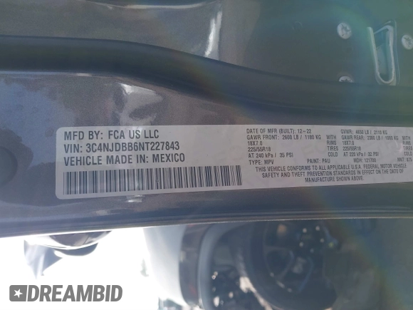 2022 Jeep Compass Latitude с VIN 3C4NJDBB6NT227843, выставлен на аукционе IAAI как лот 41207967 с пробегом 49 248 миль миль и . История ставок и продаж доступна на DreamBid. Изображение 9.