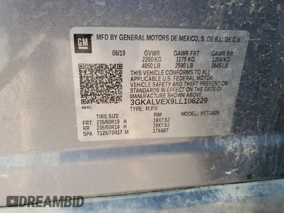 2020 GMC Terrain SLT с VIN 3GKALVEX9LL106229, выставлен на аукционе Copart как лот 59943955 с пробегом Не указан миль и Списание • Salvage title. История ставок и продаж доступна на DreamBid. Изображение 13.