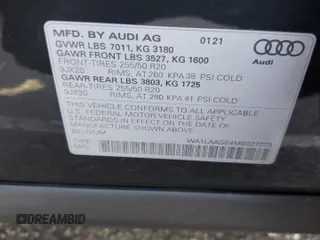 2021 Audi e-tron Premium Plus with VIN WA1LAAGE4MB027773, listed as a Copart auction lot 50399543 with 22,734 mi miles. Bid and sale history available at carsss.com. Image 12.