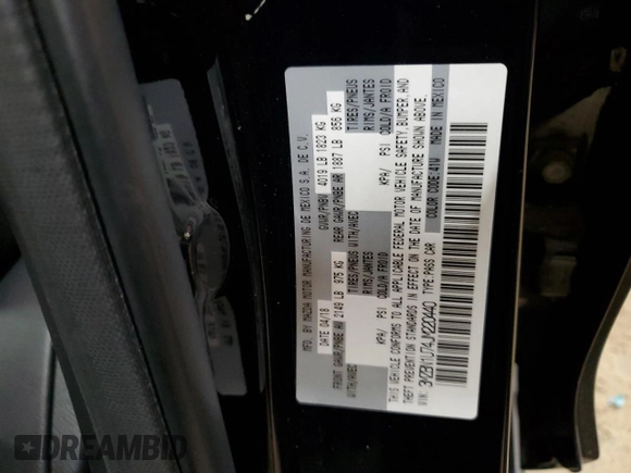 2018 Mazda 3 Sport with VIN 3MZBN1U74JM220440, listed as a Copart auction lot 52016995 with 43,577 mi miles and Salvage Title. Bid and sale history available at DreamBid. Image 14.