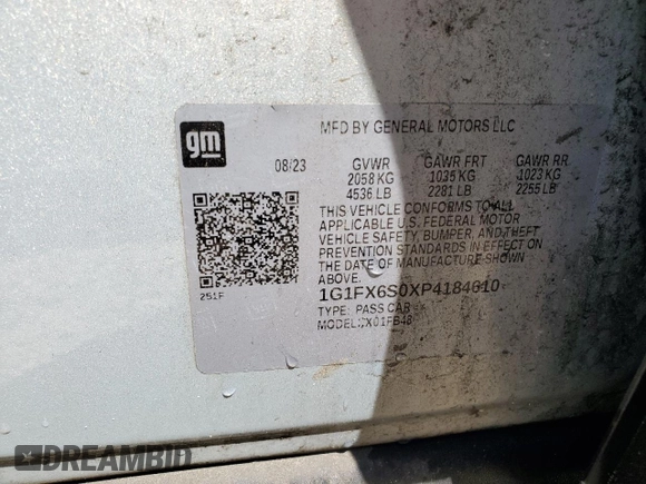 2023 Chevrolet Bolt EV 2LT z VIN 1G1FX6S0XP4184610, wystawiony jako Copart lot #53029115 z przebiegiem 55 610 mil mil oraz Nie do naprawy • Non repairable. Historia ofert i sprzedaży dostępna na DreamBid. Obrazek 13.