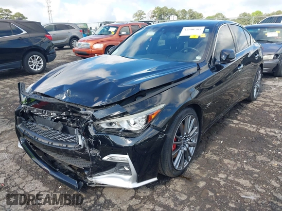 2018 Infiniti Q50 Red Sport 400 with VIN JN1FV7AP0JM461227, listed as a IAAI auction lot 42308384 with 100,694 mi miles and . Bid and sale history available at DreamBid. Image 6.