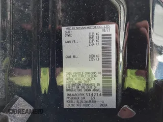2023 Nissan Maxima SV with VIN 1N4AA6CV9PC514214, listed as a IAAI auction lot 41751672 with Not provided miles and . Bid and sale history available at DreamBid. Image 9.