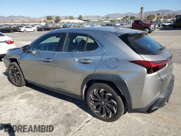 2020 Lexus UX 250h F Sport with VIN JTHE9JBH5L2035631, listed as a Copart auction lot 81378314 with 27,963 mi miles and Salvage title. Bid and sale history available at DreamBid. Image 2.