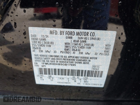 2025 Ford Explorer Active z VIN 1FMUK8DH8SGB17695, wystawiony jako IAAI lot #42198872 z przebiegiem 2 795 mil mil oraz . Historia ofert i sprzedaży dostępna na DreamBid. Obrazek 9.